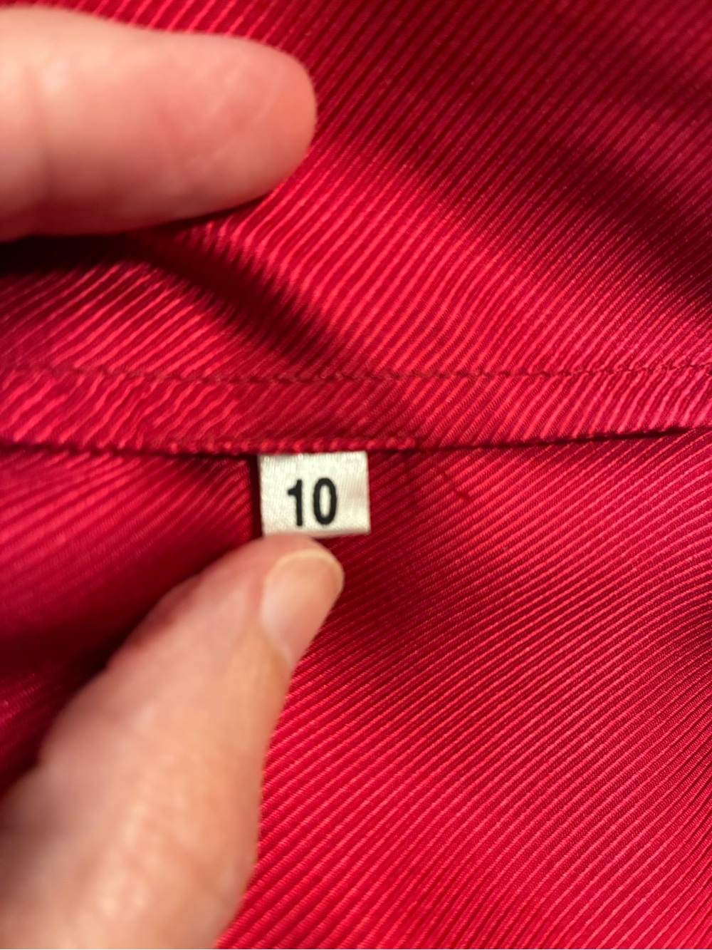 Loulou de la Falaise Cherry Red & Deep Fuchsia Textured “Boyfriend” Button Down - Picture 3 of 8